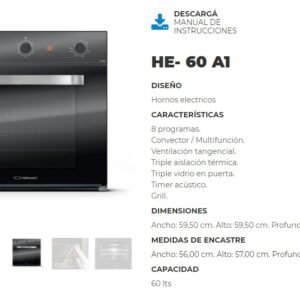 HORNO ORMAY HE 60A1