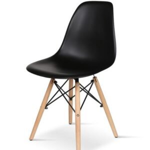 SILLA EAMES NEGRA PATAS MADERA X UNIDAD