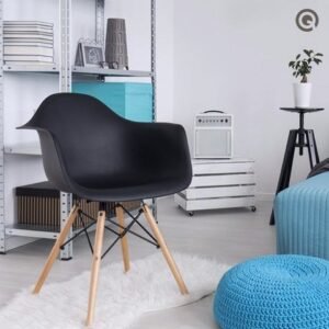 SILLON EAMES NEGRO PATAS MADERA X UNID