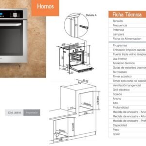 HORNO EMPOTR ELECTRICO LLANOS HE56P8X