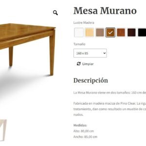 MESA PATRIA MURANO 160 MIEL
