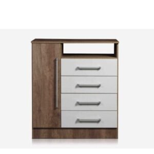 COMODA TRIO 4CJNES 1PTA NEBR/LINO/BLC