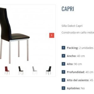 JUEGO DE SILLAS BK COLOR CAPRI
