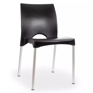 SILLA PVC BOSTON NEGRA PATAS CANO