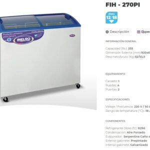 FREEZER INELRO FIH270 PTAS DE VIDRIO