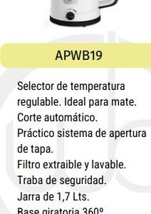 PAVA ELECTRICA WHITEBLACK C/REGULAD 1.7L