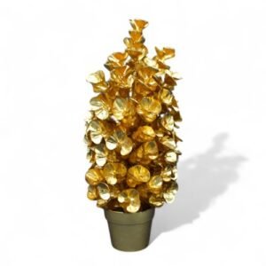 ARBOL HOJAS REDONDAS EN MACETA DORADO
