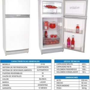 HELADERA LACAR 230 LITROS CON FREEZER