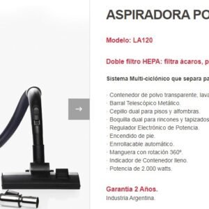 ASPIRADORA LILIANA POWERCLEAN 2000W