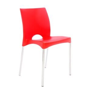 SILLA PVC BOSTON ROJA PATAS CANO