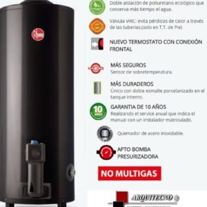 TERMOTANQUE RHEEM 080LTS PIE