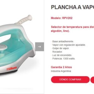 PLANCHA LILIANA A VAPOR C/ROC RPV202
