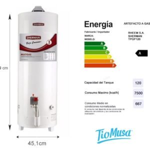 TERMOTANQUE SHERMAN 120LTS PIE