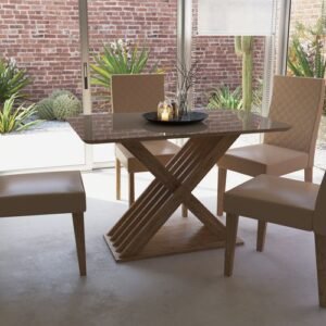MESA FREIJO C/VIDRIO DELOS B/CRUZ 120
