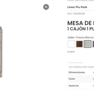 MESA DE LUZ PIU PACK 1C 1P FRESNO BLANCO