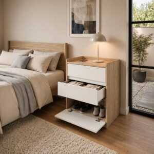 MESA DE LUZ TABLES 1CAJ 1PTA COCO BOL BL