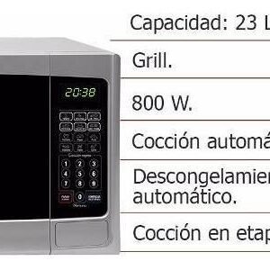 MICROONDAS BGH Q CHEF 23L SILVER GRILL D