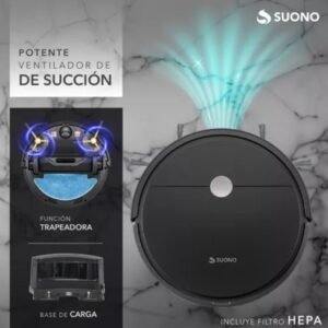 ASPIRADORA SUONO ROBOT BASIC C/BASE NEGR