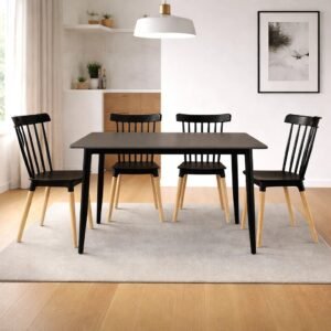 MESA PIEDRA GRAFITO + 4SILLAS WINDSOR NE